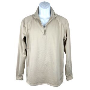 XGO Pullover Men Medium Beige Sweater 3/4 Zip UPF 50 Long Sleeve Fleece Lined